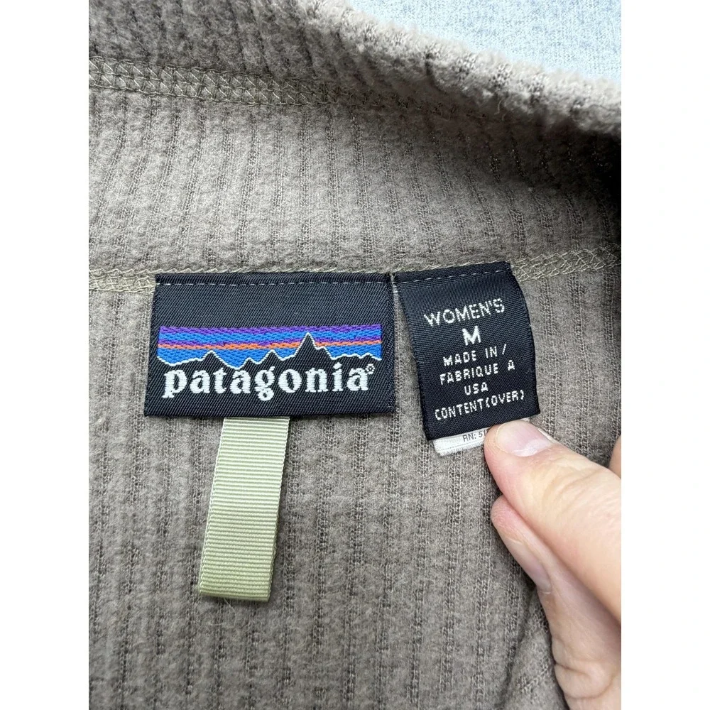 Patagonia Sweater Womens Medium Brown Wool Blend 1/4 Zip Mock Neck Pullover USA